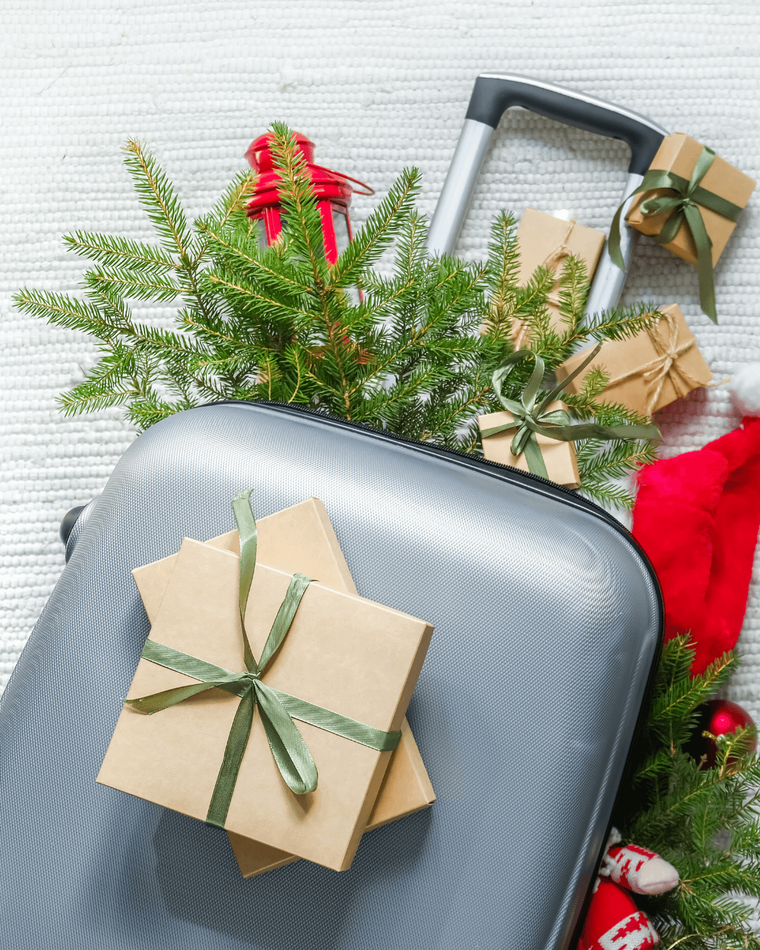 Suitcase with Christmas gifts